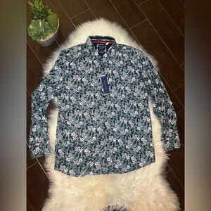 Silver Stone Collection Modern Fit Floral Long Sleeve Blue Shirt XXL  MSRP $149